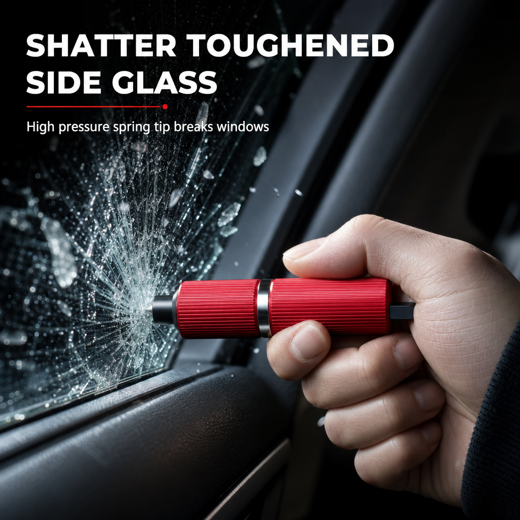 🚗 50% de Réduction – Marteau de Secours Voiture Casse-Vitre Tungstène avec Coupe-Ceinture Intégré, Outil Urgence Auto Compact