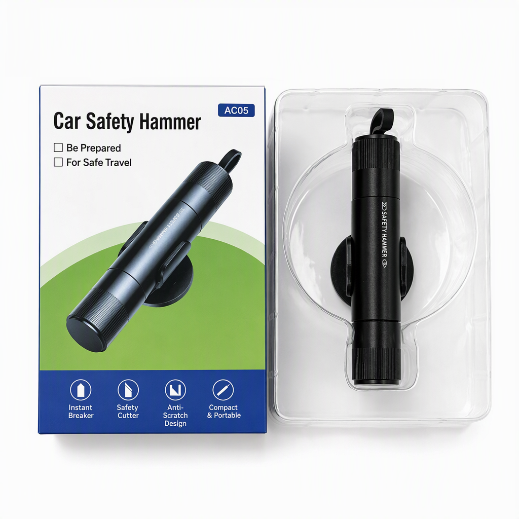 🚗 50% de Réduction – Marteau de Secours Voiture Casse-Vitre Tungstène avec Coupe-Ceinture Intégré, Outil Urgence Auto Compact
