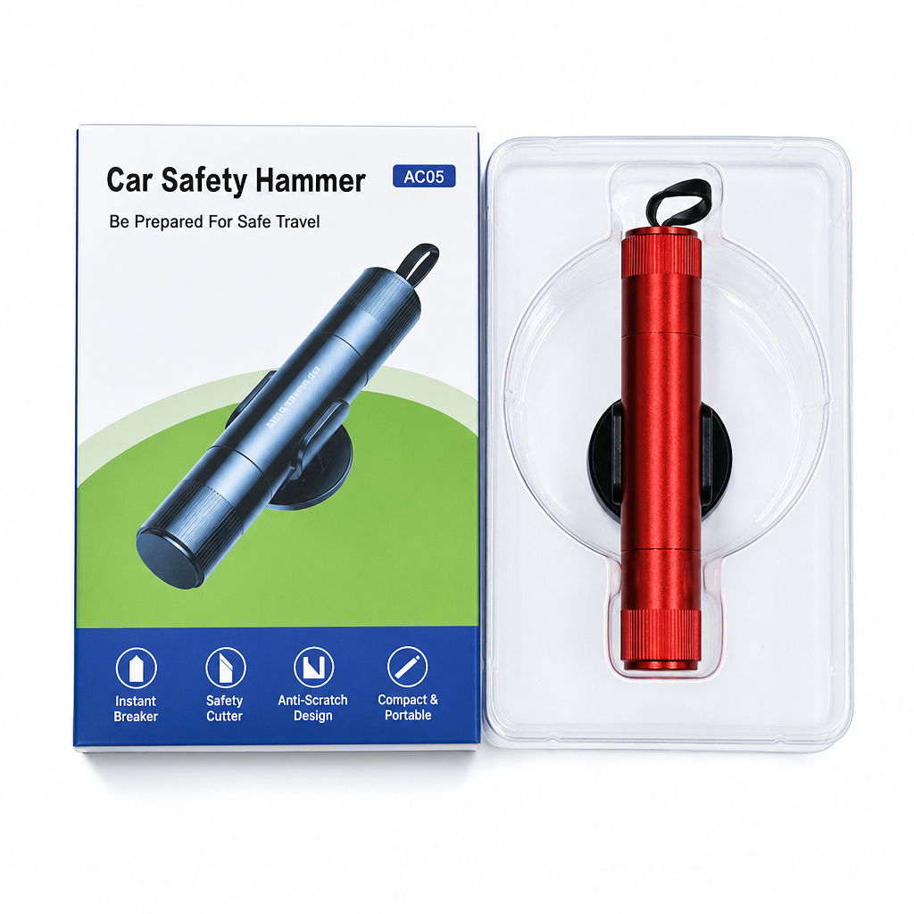 🚗 50% de Réduction – Marteau de Secours Voiture Casse-Vitre Tungstène avec Coupe-Ceinture Intégré, Outil Urgence Auto Compact