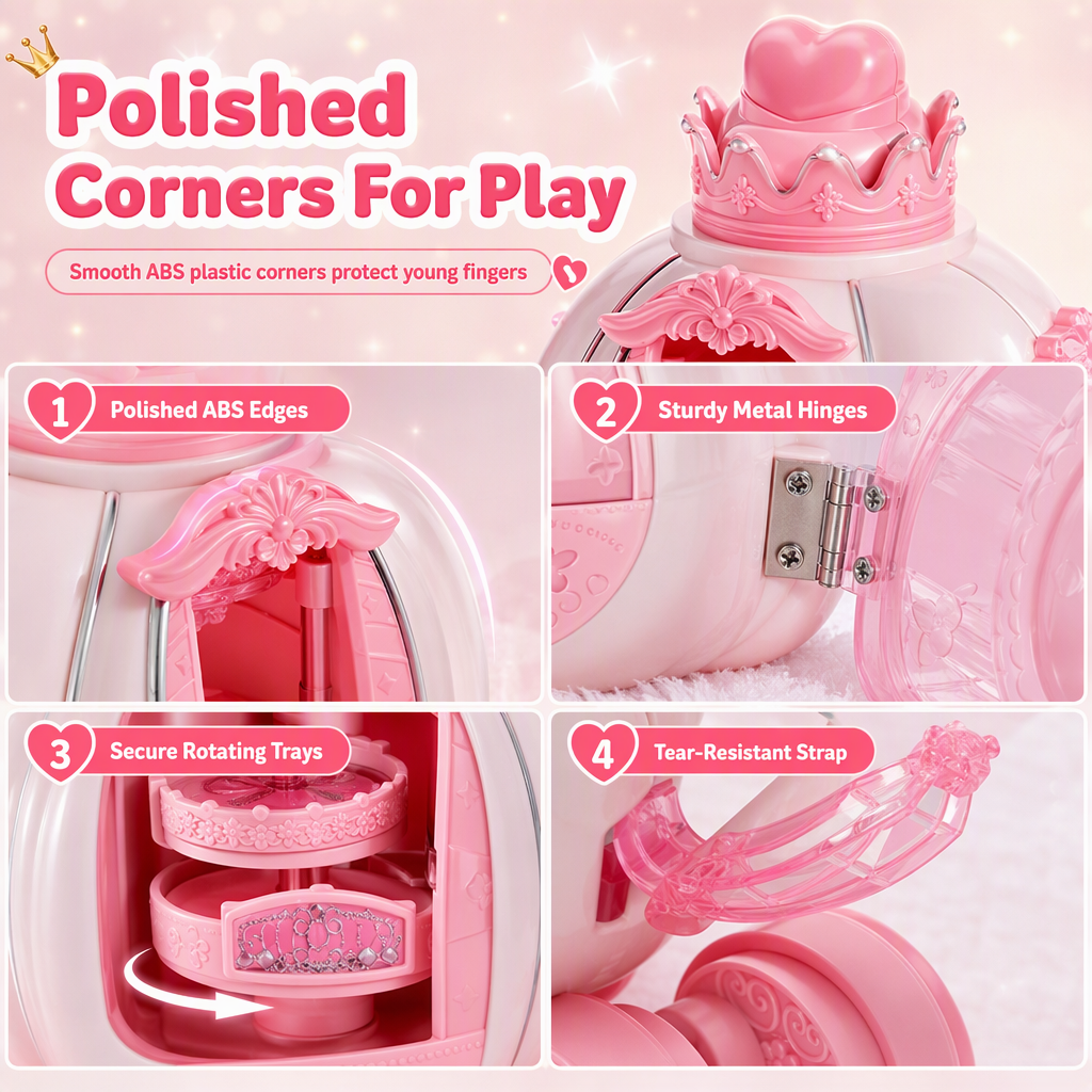 📢 42% de Réduction – Coffret de Maquillage Enfant Lavable Princesse avec Mallette Dépliable et Tampon à Ongles Magique
