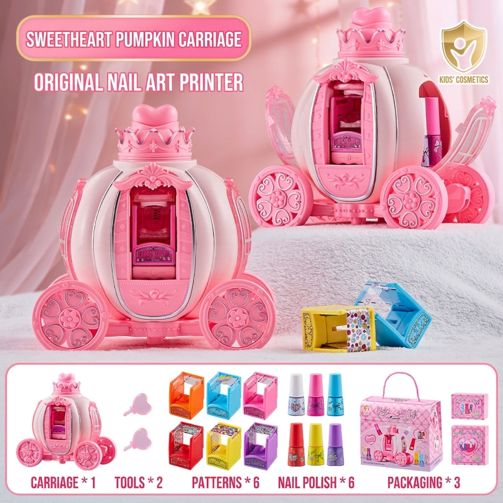 📢 42% de Réduction – Coffret de Maquillage Enfant Lavable Princesse avec Mallette Dépliable et Tampon à Ongles Magique