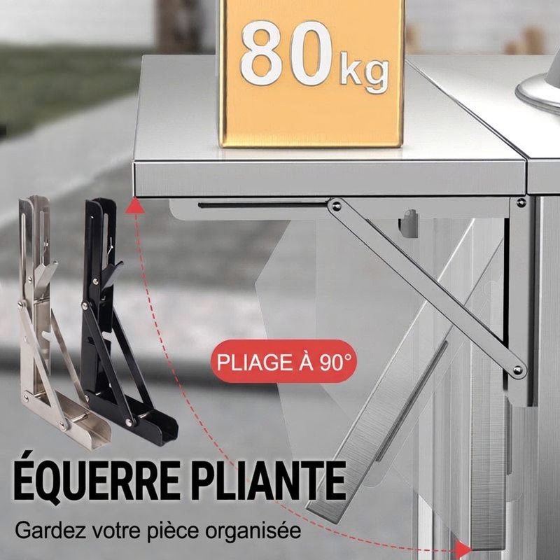 📢 50% de Réduction – Supports d'Étagère Pliants Rétractables en Acier Inoxydable Robuste 250 kg pour Cuisine, Garage et Bureau