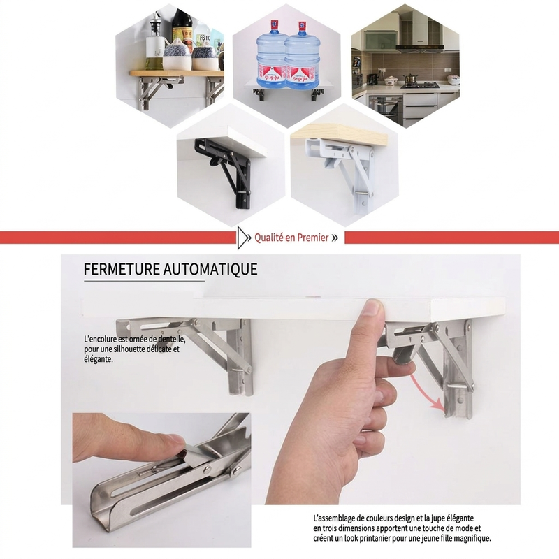 📢 50% de Réduction – Supports d'Étagère Pliants Rétractables en Acier Inoxydable Robuste 250 kg pour Cuisine, Garage et Bureau