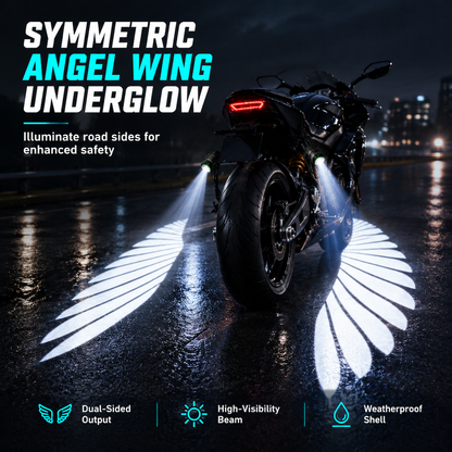 📢 40% de Réduction – Feux de Projection LED Ailes d'Ange pour Moto, Éclairage Sol Sécurité Nocturne et Boîtier Aluminium