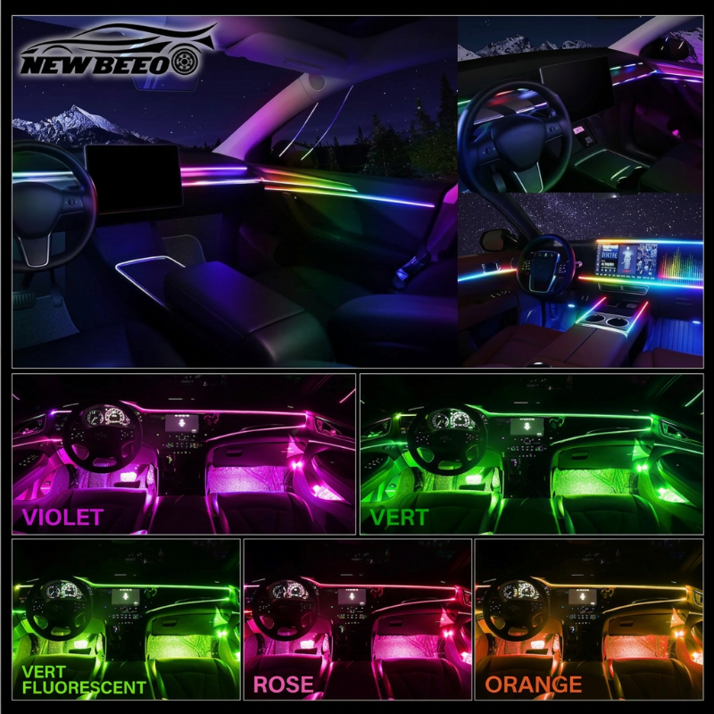 📢 50% de Réduction – Bande Lumineuse LED d'Ambiance Intérieure pour Voiture avec Prise USB et Éclairage Néon Flexible