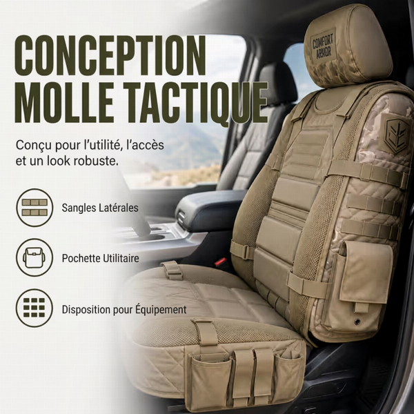 50% de Réduction – 📢 Housse de Siège Tactique de Voiture avec Poches de Rangement Molle et Protection Anti-Rayures Universelle