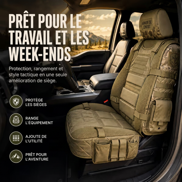 50% de Réduction – 📢 Housse de Siège Tactique de Voiture avec Poches de Rangement Molle et Protection Anti-Rayures Universelle