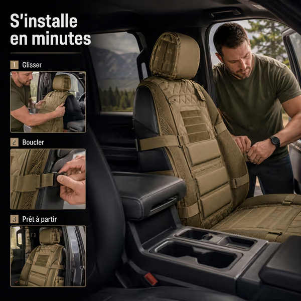 50% de Réduction – 📢 Housse de Siège Tactique de Voiture avec Poches de Rangement Molle et Protection Anti-Rayures Universelle