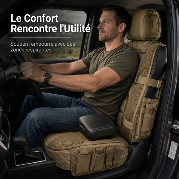 50% de Réduction – 📢 Housse de Siège Tactique de Voiture avec Poches de Rangement Molle et Protection Anti-Rayures Universelle
