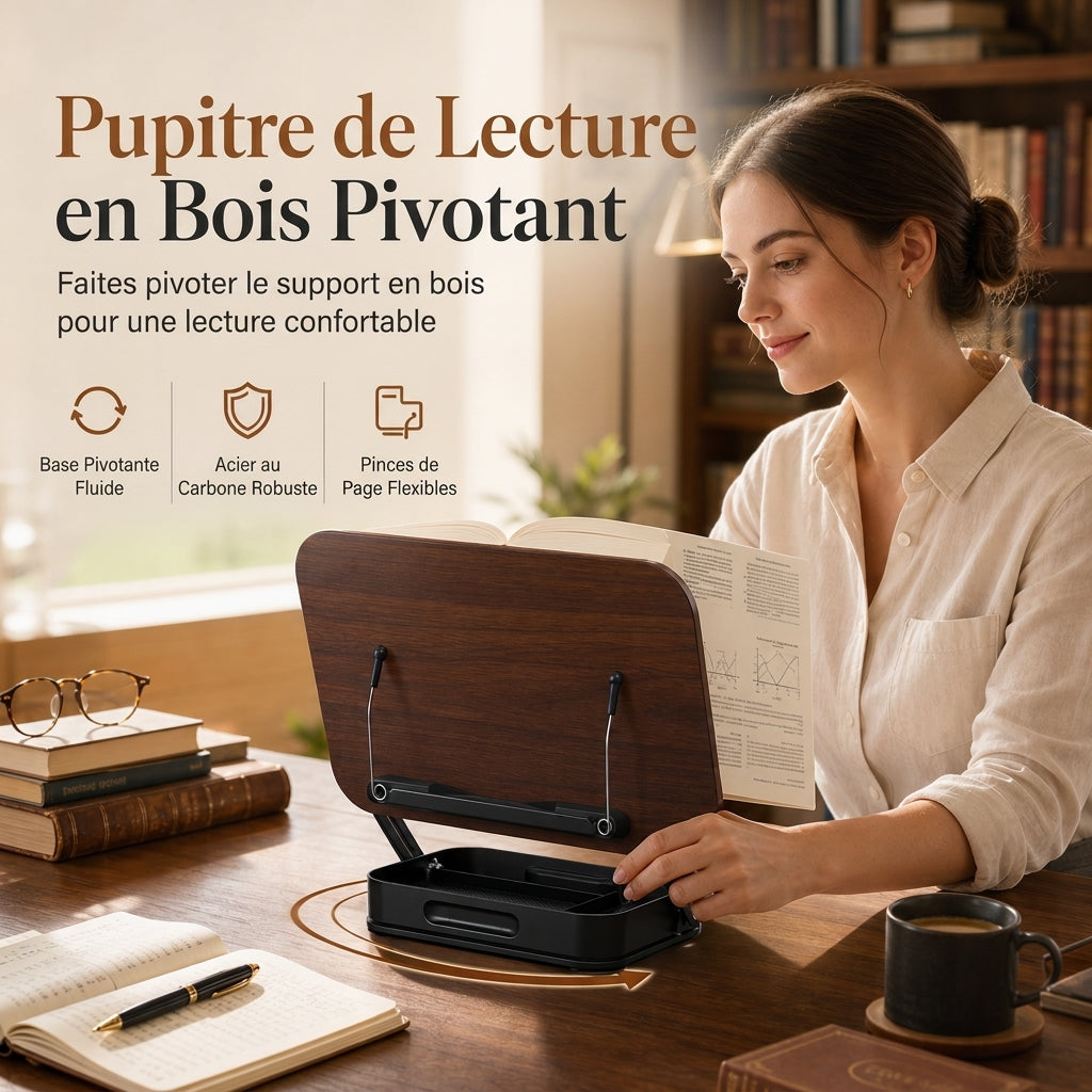 📢 50% de Réduction – Support de Lecture et Tablette Rotatif à 360° en Acrylique Transparent, Réglable en Hauteur, Ergonomique