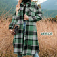 🎁[Bestes Geschenk für sie] Damen Karo Print Langarm Warm Tweed Mantel